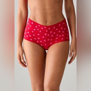 Fabletics Hot Mesh Boyshorts | Pink Hearts Drop Red Gorg | M | NWT